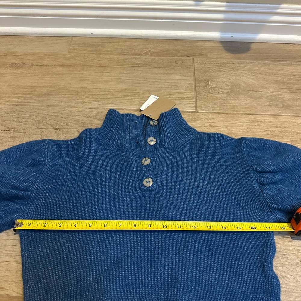 Rachel Comey Blue Puff-Sleeve Knit Polo Sweater - Picture 3 of 14
